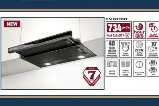 Мощен аспиратор за вграждане Eurolux OPTIGLASS PRM